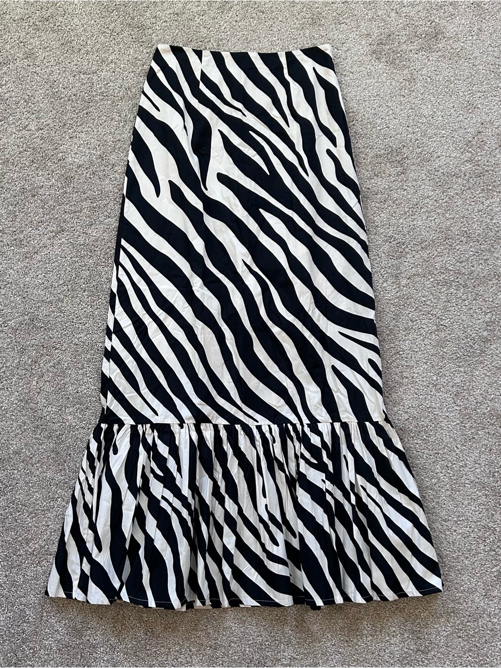 Anthropologie Forever That Girl Zebra Print Ruffle Hem Maxi Skirt NWT Size Small - Picture 5 of 13